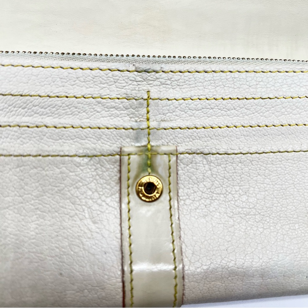 Louie Vuitton Cream Leather w/Gold Metal Red Trim/Yellow Stitching Suhali Wallet - Picture 13 of 13